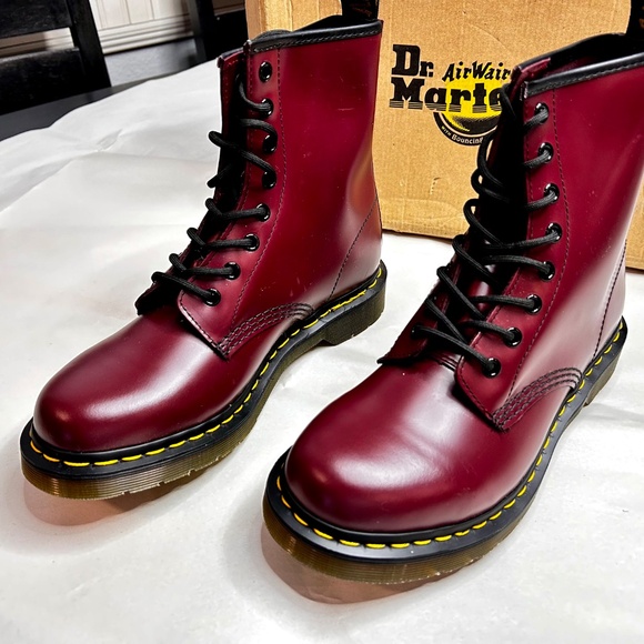 Dr. Martens 1460W Cherry Red Smooth Boots - Picture 2 of 10